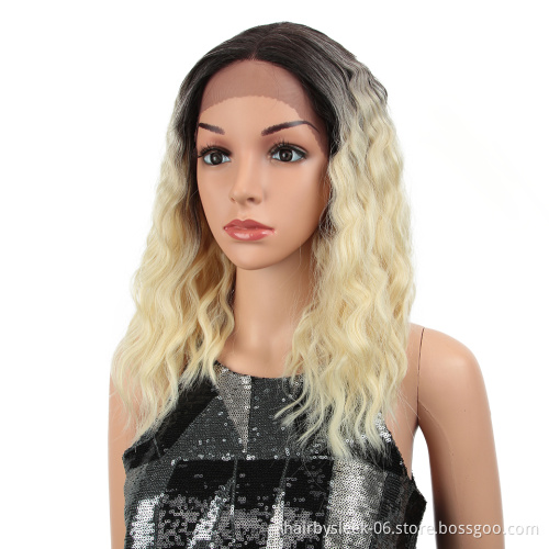 Magic 16 Inch Synthetic Lace Front Wigs For Black Women Natural Wave Wigs Length Deep Side T Part Wig For Women